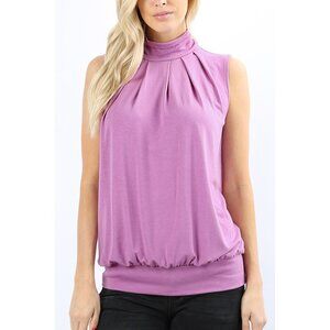 🔥SALE🔥 NWOT Women's Sleeveless Mock Neck Pleated Top (MAUVE)